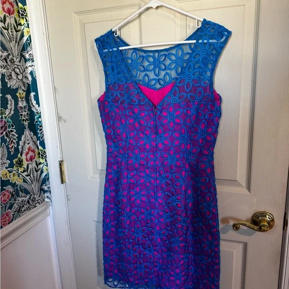 Lilly Pulitzer Selena Royce Blue Daisy Floral Eyelet Dress size 8 - Picture 5 of 6